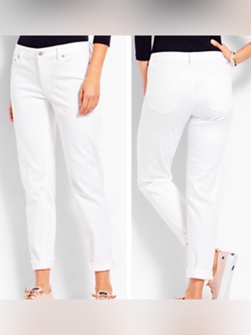 Talbots Womenâs White Cropped Straight-Leg Jeans Size 16